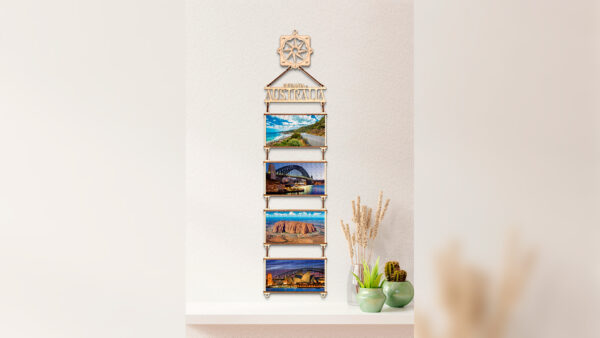 Eco Wood Art (EWA) 4 Dubbelzijdige Houten Legpuzzels Australië en Oceaan, 1461, samen 70x17,5x1,5cm, Kartonbox
