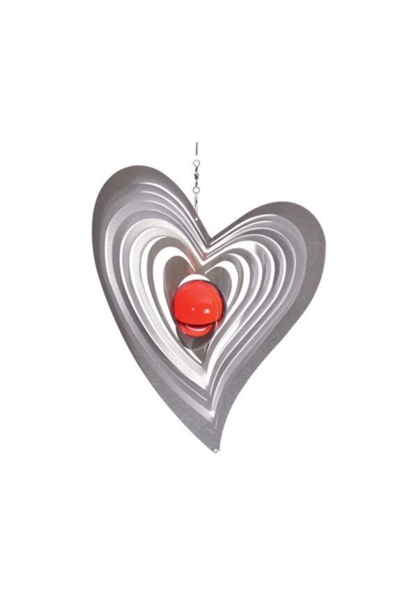 Windspinner, BlinQ Art, Hart/Heart, RVS, Swing, 735461, 162 x 169 mm, Glaskogel 35 mm