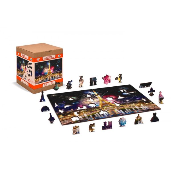 Wooden City 2in1 Houten Legpuzzel, Breakfast in Paris by Night, FR0019XL, 51,9x37,5cm - Afbeelding 2