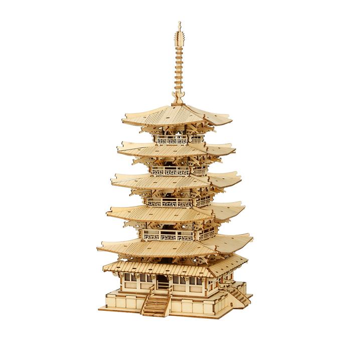 Robotime 3D Houten Puzzel Pagoda, TGN02, 16x16x32cm - ArtBizNiz