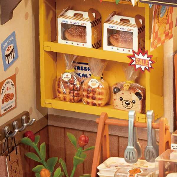 Robotime, DIY Huisje Becka's Baking House met LED verlichting, DG161, 21,5x14,9x15,7cm - Afbeelding 9