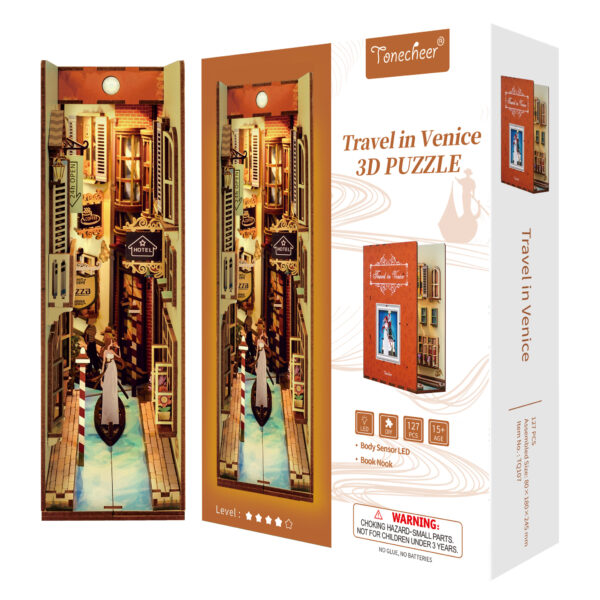 Tonecheer, DIY Book Nook, Travel in Venice Bookend, TQ107, 18,2x8x24,5cm - Afbeelding 3