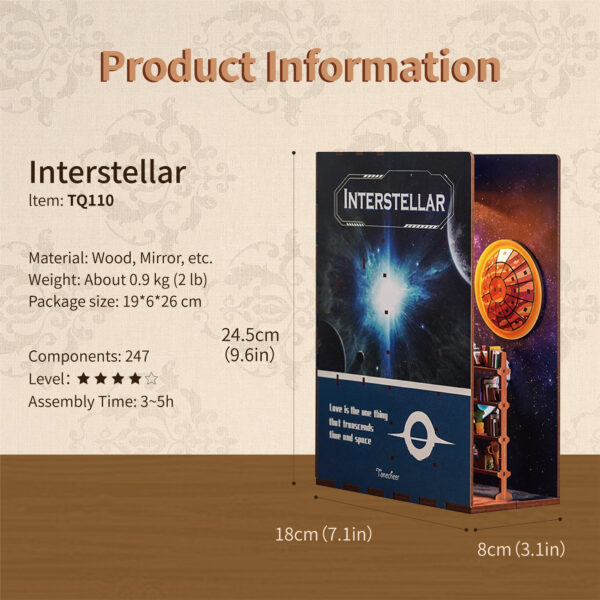 Tonecheer, DIY Book Nook, Interstellar Bookend, TQ110, 18,2x8x24,5cm - Afbeelding 4