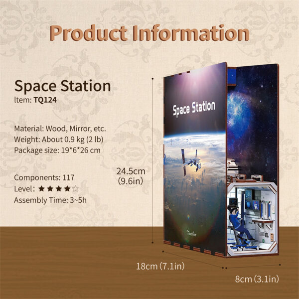 Tonecheer, DIY Book Nook, Space Station Bookend, TQ124, 18x8x24,5cm - Afbeelding 4