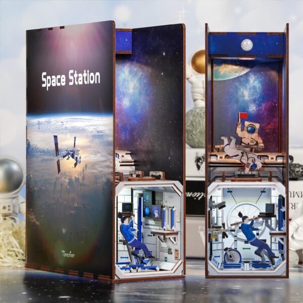 Tonecheer, DIY Book Nook, Space Station Bookend, TQ124, 18x8x24,5cm - Afbeelding 8