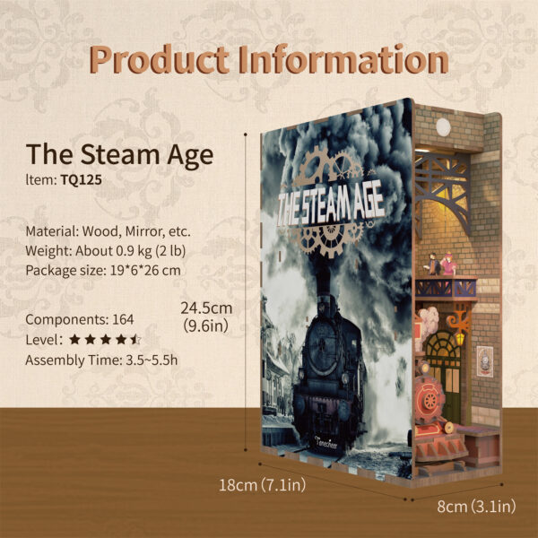 Tonecheer, DIY Book Nook, The Steam Age Bookend, TQ125, 18x8x24,5cm - Afbeelding 7