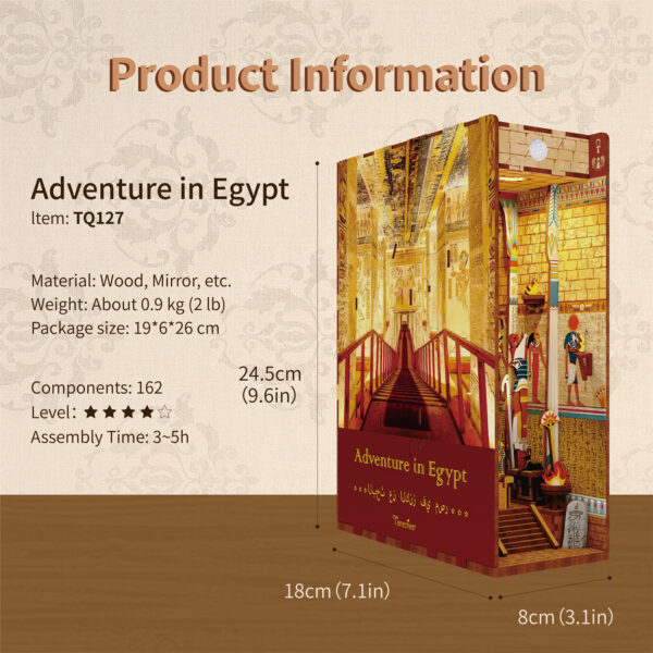 Tonecheer, DIY Book Nook, Adventure in Egypt Bookend, TQ127, 18,2x8x24,5cm - Afbeelding 10