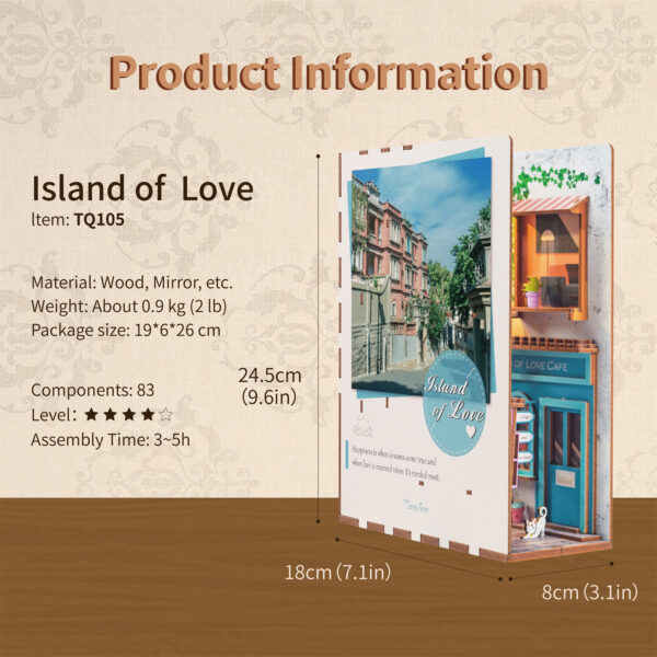 Tonecheer, DIY Book Nook, Island of Love, TQ105, 18,2x8x24,5cm - Afbeelding 6