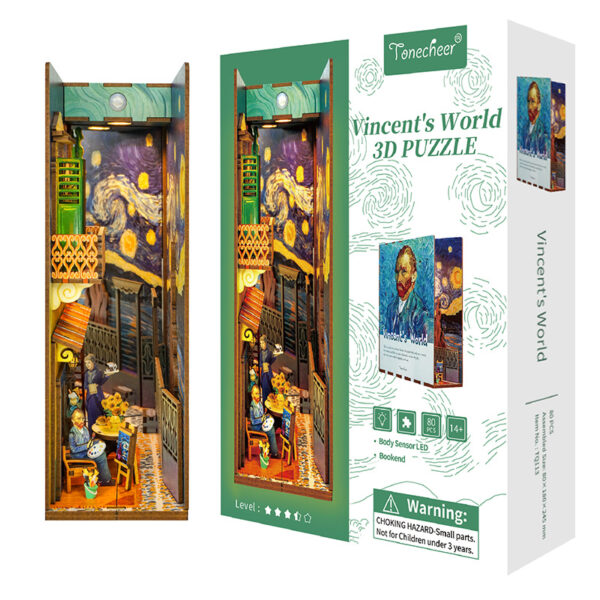 DIY Book Nook Boekensteun Vincent's World, Tone-Cheer, TQ113, 18x8x24,5cm - Afbeelding 4