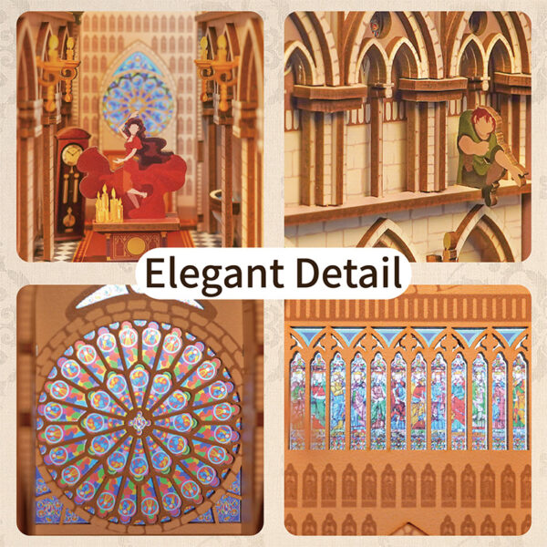 DIY Book Nook Boekensteun Notre Dame de Paris, Tone-Cheer, TQ120, 18x8x24,5cm - Afbeelding 2