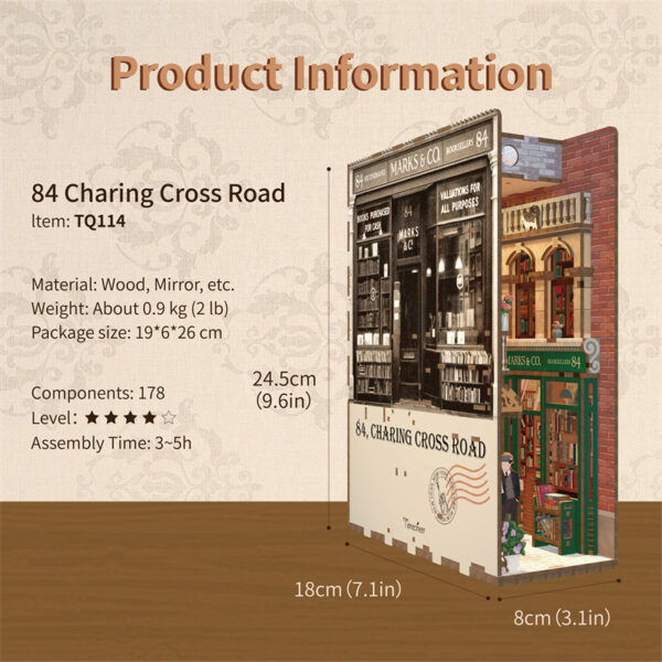 DIY Book Nook Boekensteun 84 Charing Cross Road, Tone-Cheer, TQ114, 18 x 8 x 24,5 cm - Afbeelding 5