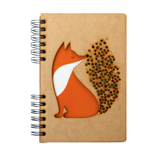 Duurzaam Houten Notitieboek – KOMONI – Andy Westface – Fox – Little Fire – Vos –  Gerecycled papier –  Navulbaar - AW-LIT