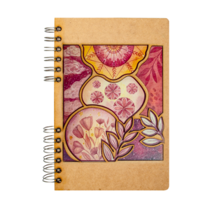 Duurzaam Houten Notitieboek – KOMONI – Pink-Flowers - Gerecycled papier – Navulbaar – EA-PFLO