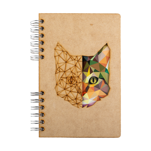 Duurzaam Houten Notitieboek – KOMONI – Cat – Kat – Gerecycled papier –  Navulbaar – KAT