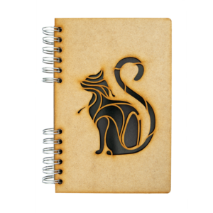 Duurzaam Houten Notitieboek – KOMONI – Black Cat – Gerecycled papier – Navulbaar – ZKAT