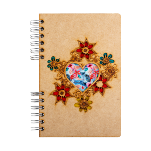 Duurzaam Houten Notitieboek – KOMONI – Heartfelt/Hart – Gerecycled papier –  Navulbaar - Hart