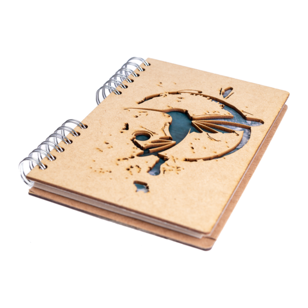 Duurzaam Houten Notitieboek – KOMONI – Kolibri Inkt – Hummingbird – Gerecycled papier – Navulbaar – KOLI - Afbeelding 2