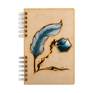 Duurzaam Houten Notitieboek – KOMONI – Ink-Feather – Gerecycled papier –  Navulbaar – VEI