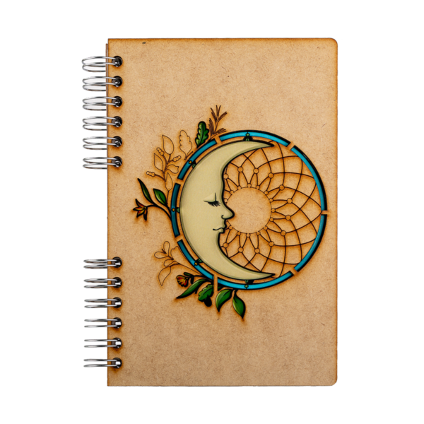 Duurzaam Houten Notitieboek – KOMONI – Maan – Gerecycled papier – Navulbaar – MAA