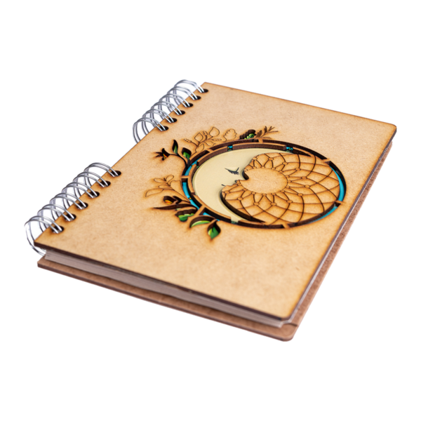 Duurzaam Houten Notitieboek – KOMONI – Maan – Gerecycled papier – Navulbaar – MAA - Afbeelding 2