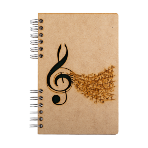 Duurzaam Houten Notitieboek – KOMONI – Music – Gerecycled papier – Navulbaar – MUZ
