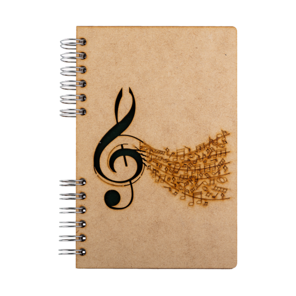 Duurzaam Houten Notitieboek – KOMONI – Music – Gerecycled papier – Navulbaar – MUZ