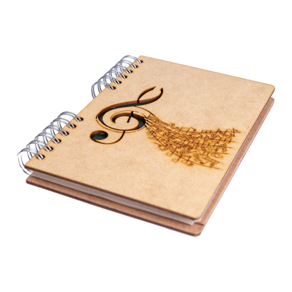 Duurzaam Houten Notitieboek – KOMONI – Music – Gerecycled papier – Navulbaar – MUZ - Afbeelding 2