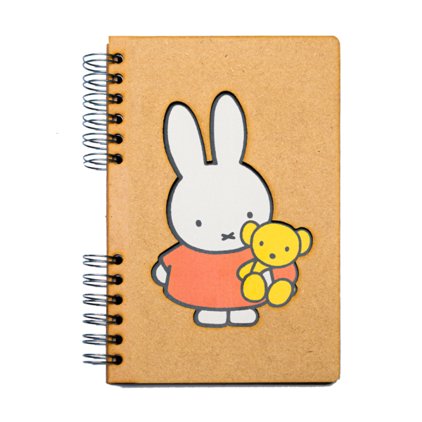 Duurzaam Houten Notitieboek – KOMONI –  Nijntje met Beer – Miffy with Bear  –  Gerecycled papier –  Navulbaar – NIJBE