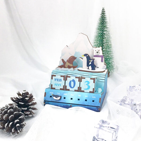 DIY Houten Puzzel Kalender, Date at Glaciers, Tone-Cheer, TQ002, 10,4x8,9x11,8cm - Afbeelding 4