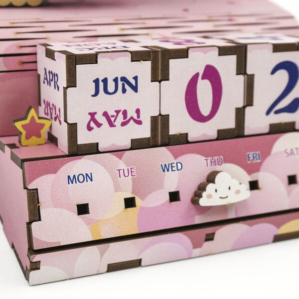 DIY Houten Puzzel Kalender, Happiness Castle, Tone-Cheer, TQ009, 13,4x8,9x10,4cm - Afbeelding 3