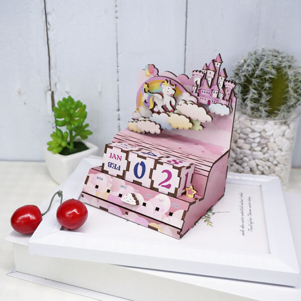 DIY Houten Puzzel Kalender, Happiness Castle, Tone-Cheer, TQ009, 13,4x8,9x10,4cm - Afbeelding 5
