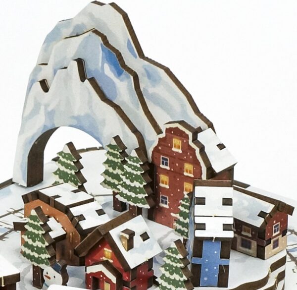Muziekdoosje DIY 3D Houten Puzzel, Snow Train, Tone-Cheer, TQ058, 14x14x12,2cm - Afbeelding 5