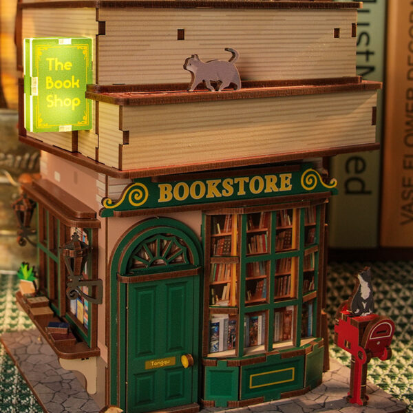 Tone-Cheer DIY 3D Houten Puzzel Desk Bin, Time Bookstore, TQ187,15x14x24cm - Afbeelding 5