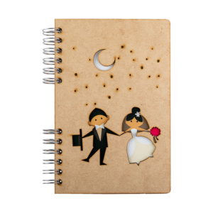 Duurzaam Houten Notitieboek – KOMONI – Wedding – Gerecycled papier –  Navulbaar – HETB