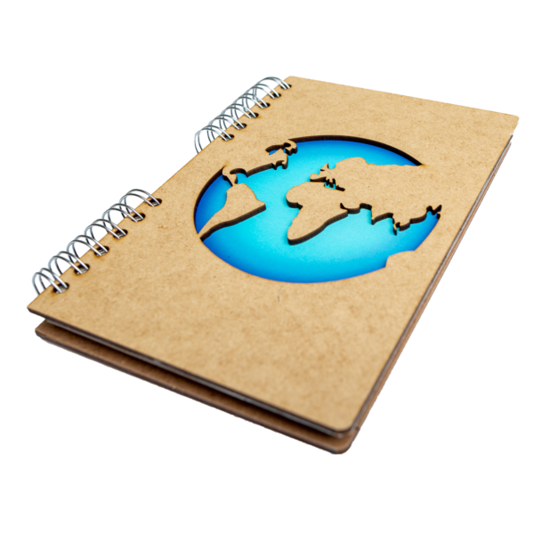Duurzaam Houten Notitieboek – KOMONI – World – Gerecycled papier – Navulbaar – WER - Afbeelding 2