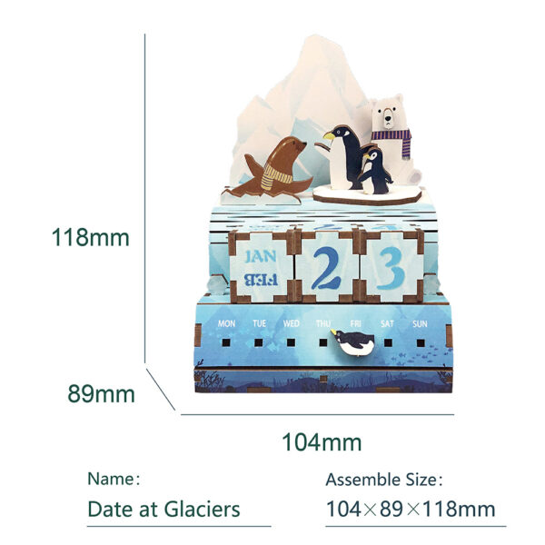 DIY Houten Puzzel Kalender, Date at Glaciers, Tone-Cheer, TQ002, 10,4x8,9x11,8cm - Afbeelding 6