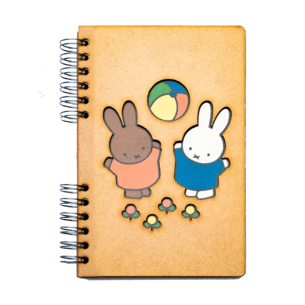 Duurzaam Houten Notitieboek – KOMONI – Nijntje & Nina – Miffy – & – Nina – Gerecycled papier –  Navulbaar – NIJNI - Afbeelding 2
