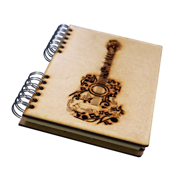Duurzaam Houten Notitieboek – KOMONI – Black Guitar – Gerecycled papier –  Navulbaar – ZGIT - Afbeelding 3
