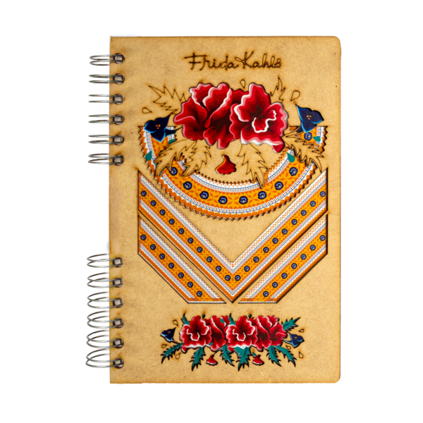 Duurzaam Houten Notitieboek – KOMONI – Frida Borders – Gerecycled papier –  Navulbaar – FRI-BOR