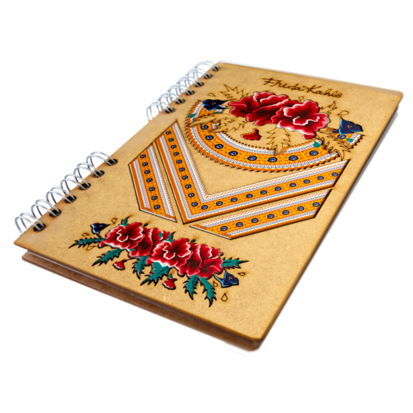 Duurzaam Houten Notitieboek – KOMONI – Frida Borders – Gerecycled papier –  Navulbaar – FRI-BOR - Afbeelding 2