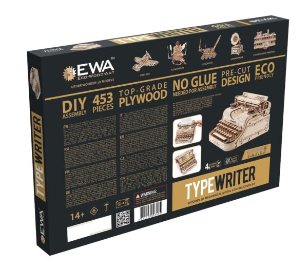 Eco Wood Art (EWA) 3D Houten Puzzel Vintage Typewriter, 465, 27x23,2x14,6CM - Afbeelding 9