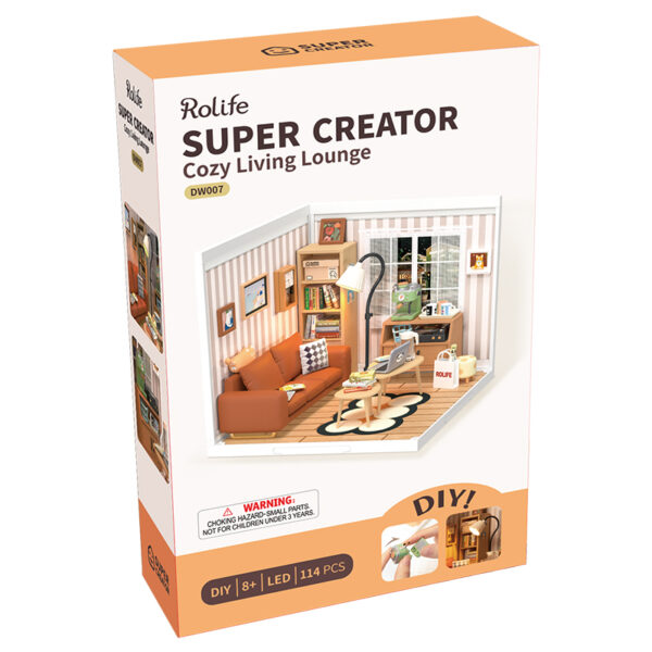 Robotime, DIY Huisje Super Creator Cozy Living Lounge,  DW007, 16,3x16,3x15,2cm - Afbeelding 4