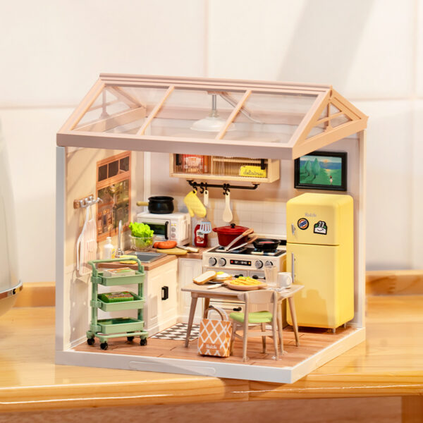 Robotime, DIY Huisje Super Creator Happy Meals Kitchen,  DW008, 16,3x16,3x15,2cm - Afbeelding 3