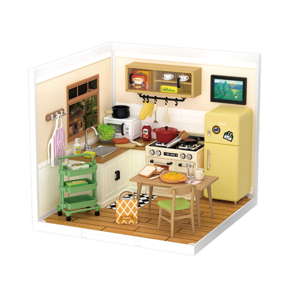 Robotime, DIY Huisje Super Creator Happy Meals Kitchen,  DW008, 16,3x16,3x15,2cm