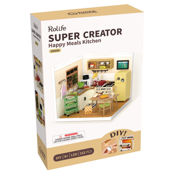 Robotime, DIY Huisje Super Creator Happy Meals Kitchen,  DW008, 16,3x16,3x15,2cm - Afbeelding 11