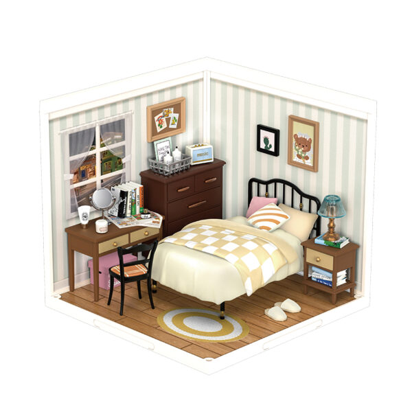 Robotime, DIY Huisje Super Creator Sweet Dream Bedroom,  DW009, 16,3x16,3x15,2cm