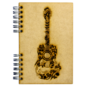 Duurzaam Houten Notitieboek – KOMONI – Black Guitar – Gerecycled papier –  Navulbaar – ZGIT