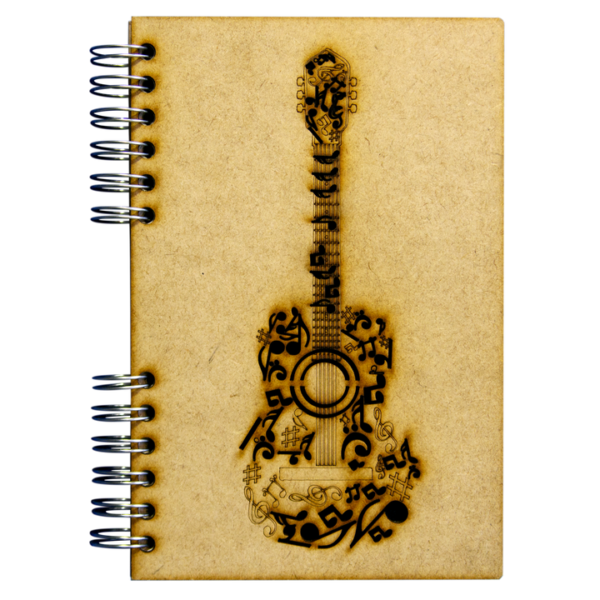Duurzaam Houten Notitieboek – KOMONI – Black Guitar – Gerecycled papier –  Navulbaar – ZGIT