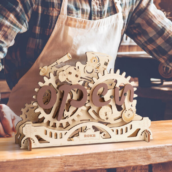 Robotime, 3D DIY Houten Bouwpakket Open Closed Sign,  LK506, 23x1,5x15,5cm - Afbeelding 2
