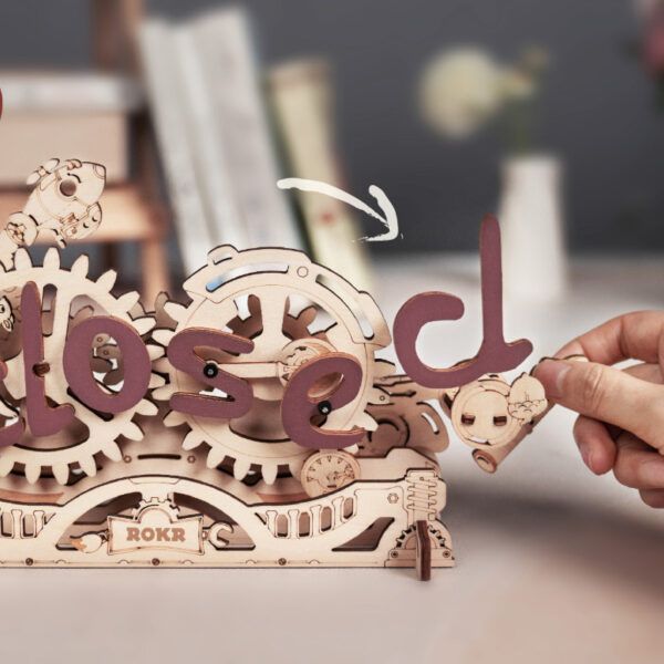 Robotime, 3D DIY Houten Bouwpakket Open Closed Sign,  LK506, 23x1,5x15,5cm - Afbeelding 3